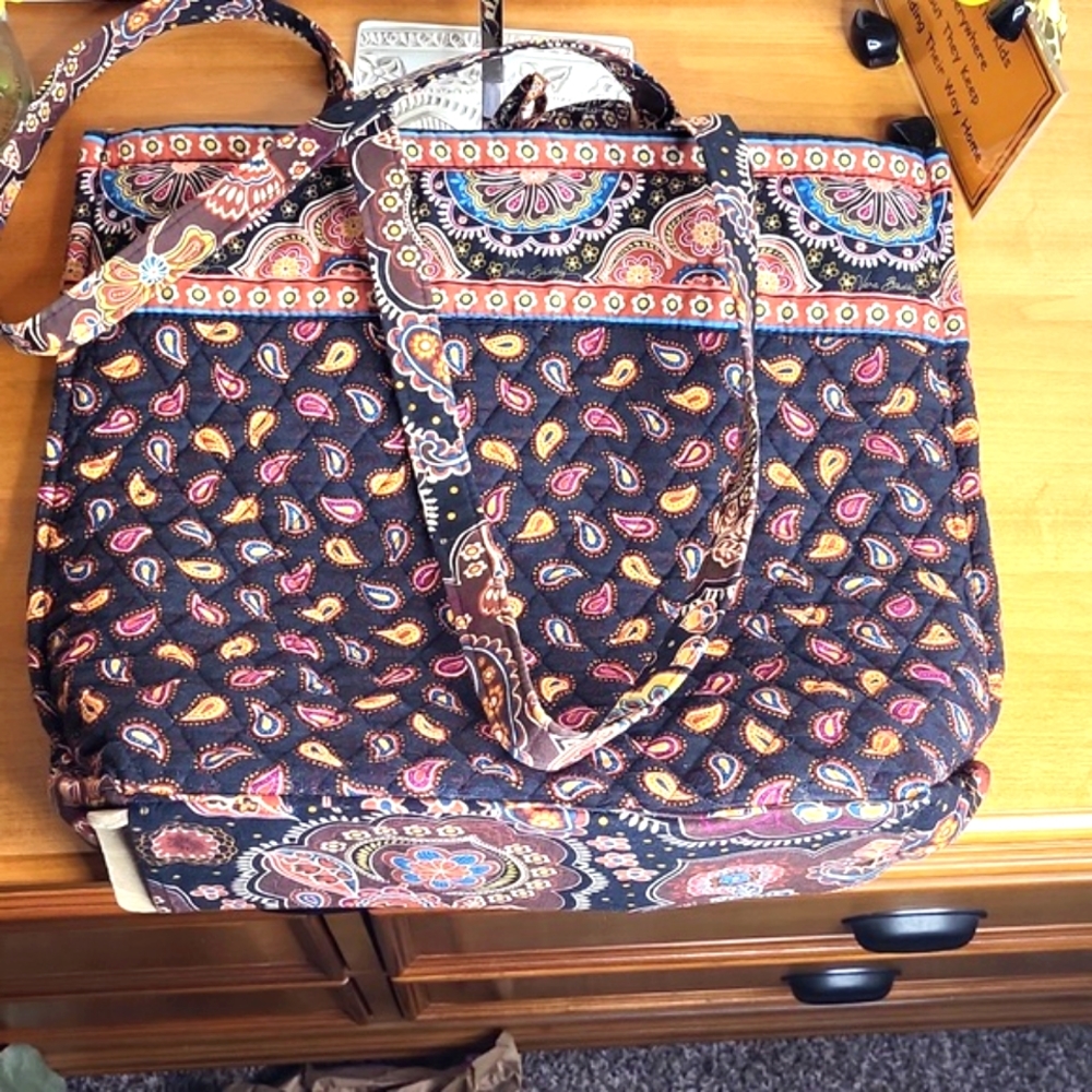 Vera Bradley Brown Multi Color Floral Paisley Tote - Picture 9 of 12